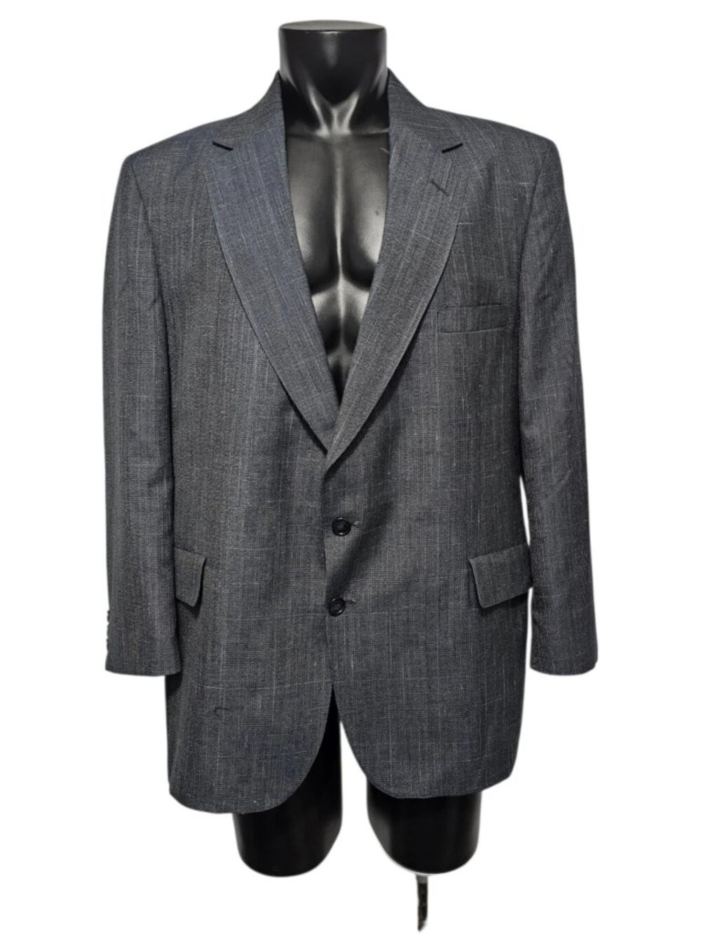 Adams Row Blazer Men’s 48R Black Glen Plaid Vintage Sport Coat Richman USA